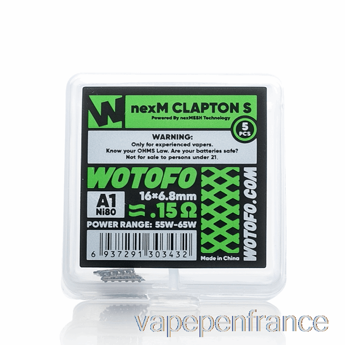 Wotofo Nexmesh Mesh Bobines De Remplacement 0,15ohm Nexmesh Clapton S Vape Pen